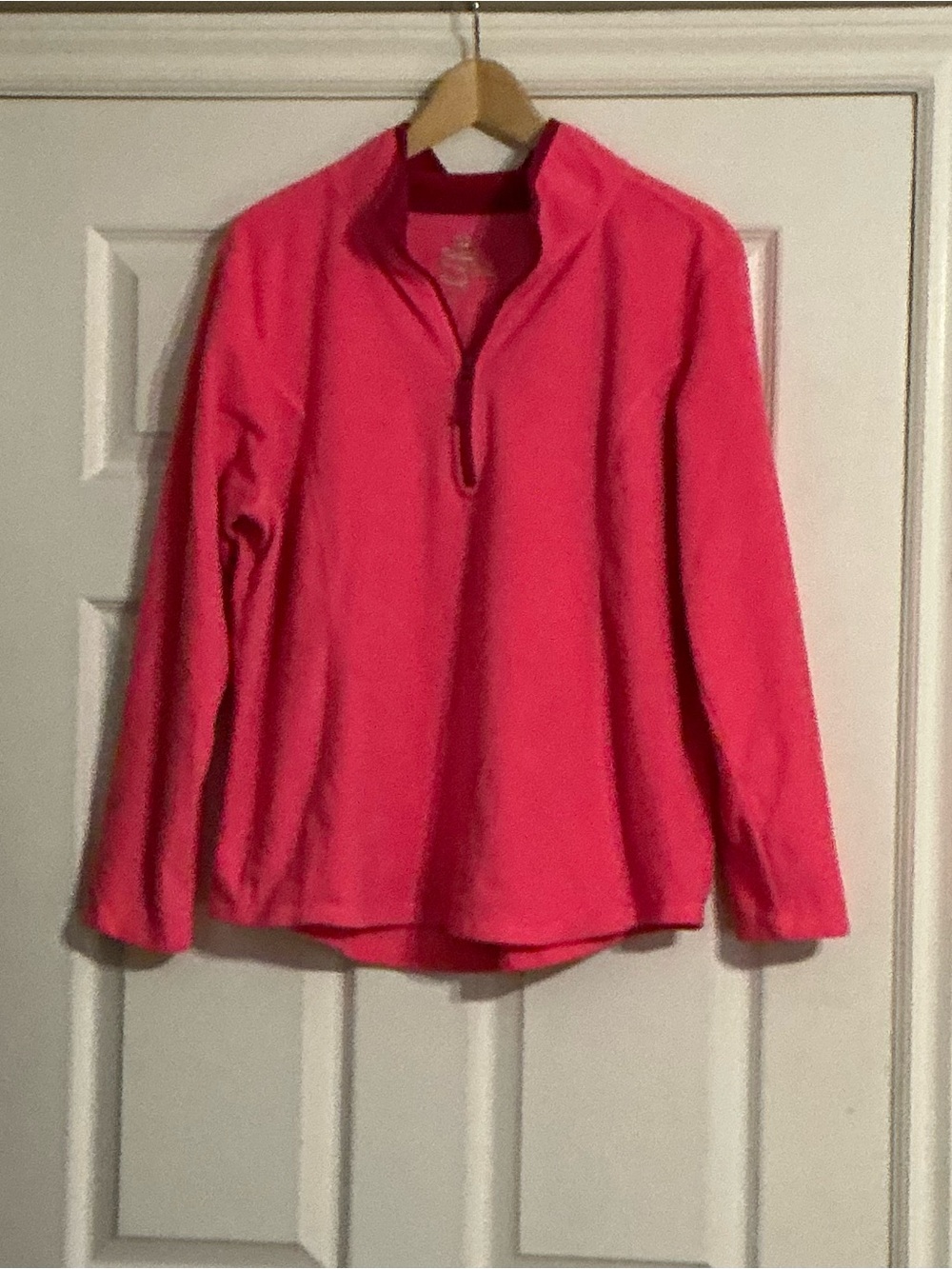 Bright Pink Women's Quarter-Zip Lightweight Fleece Sweater